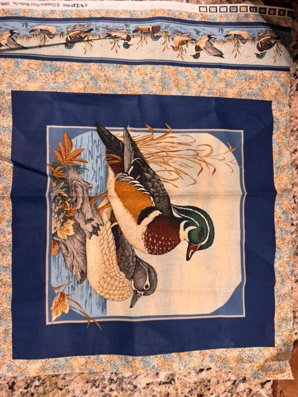 Vintage Wood Duck quilt panel